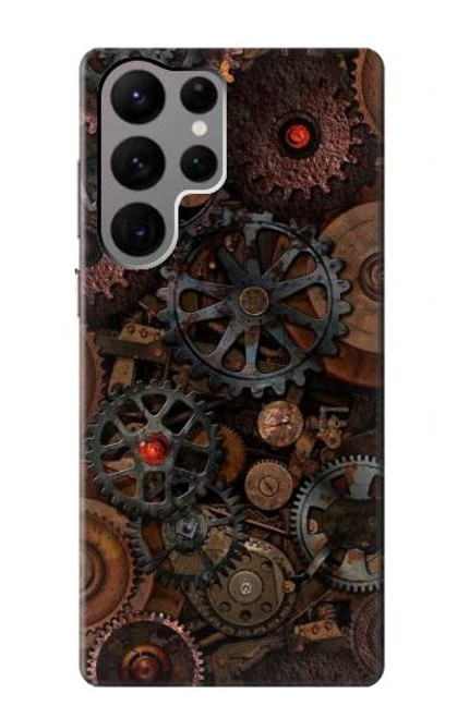 W3884 Steampunk Mechanical Gears Hülle Schutzhülle Taschen und Leder Flip für Samsung Galaxy S23 Ultra