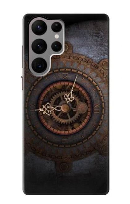 W3908 Vintage Clock Hülle Schutzhülle Taschen und Leder Flip für Samsung Galaxy S23 Ultra