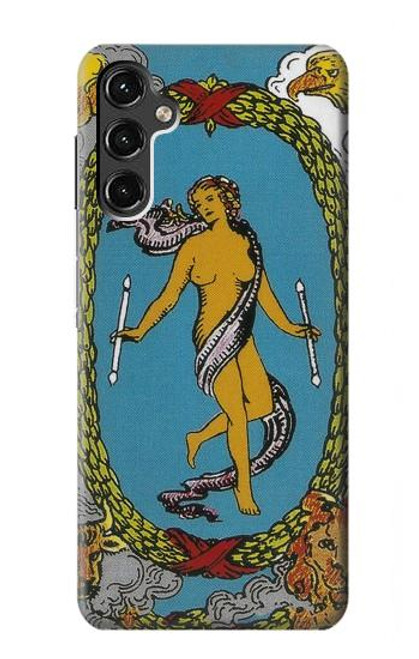 W3746 Tarot Card The World Hülle Schutzhülle Taschen und Leder Flip für Samsung Galaxy A14 5G