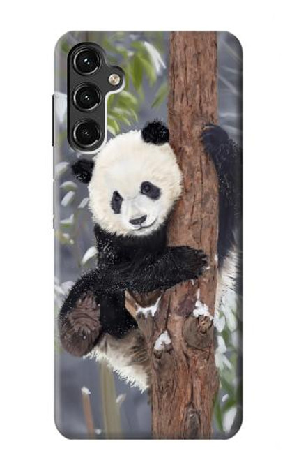 W3793 Cute Baby Panda Snow Painting Hülle Schutzhülle Taschen und Leder Flip für Samsung Galaxy A14 5G