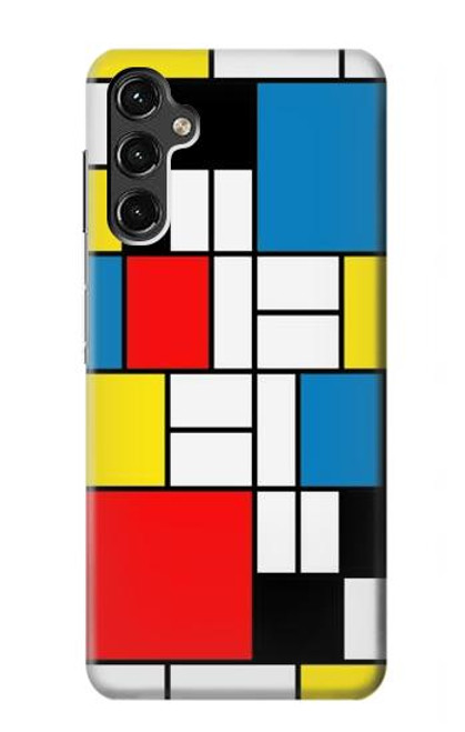 W3814 Piet Mondrian Line Art Composition Hülle Schutzhülle Taschen und Leder Flip für Samsung Galaxy A14 5G