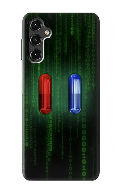 W3816 Red Pill Blue Pill Capsule Hülle Schutzhülle Taschen und Leder Flip für Samsung Galaxy A14 5G