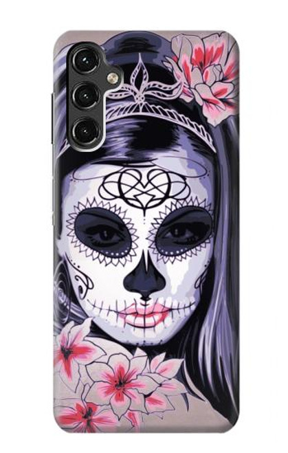 W3821 Sugar Skull Steam Punk Girl Gothic Hülle Schutzhülle Taschen und Leder Flip für Samsung Galaxy A14 5G