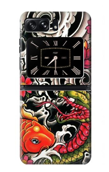 W0605 Yakuza Tattoo Hülle Schutzhülle Taschen und Leder Flip für Motorola Moto Razr 2022