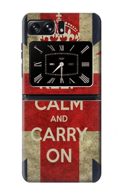 W0674 Keep Calm and Carry On Hülle Schutzhülle Taschen und Leder Flip für Motorola Moto Razr 2022
