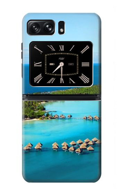 W0844 Bora Bora Island Hülle Schutzhülle Taschen und Leder Flip für Motorola Moto Razr 2022