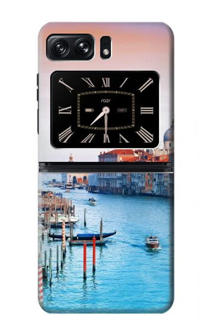 W0982 Beauty of Venice Italy Hülle Schutzhülle Taschen und Leder Flip für Motorola Moto Razr 2022