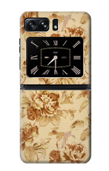 W2180 Flower Floral Vintage Pattern Hülle Schutzhülle Taschen und Leder Flip für Motorola Moto Razr 2022