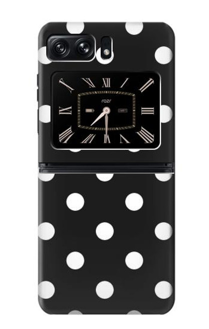 W2299 Black Polka Dots Hülle Schutzhülle Taschen und Leder Flip für Motorola Moto Razr 2022