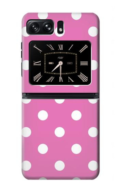 W2358 Pink Polka Dots Hülle Schutzhülle Taschen und Leder Flip für Motorola Moto Razr 2022