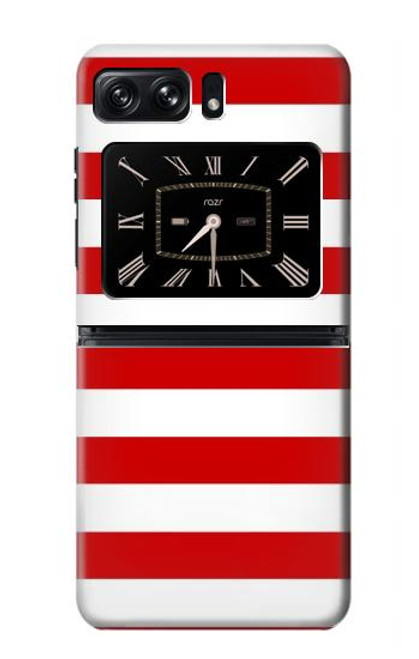 W2364 Red and White Striped Hülle Schutzhülle Taschen und Leder Flip für Motorola Moto Razr 2022
