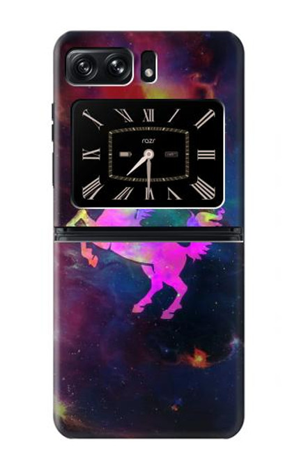 W2486 Rainbow Unicorn Nebula Space Hülle Schutzhülle Taschen und Leder Flip für Motorola Moto Razr 2022