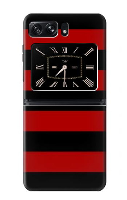 W2638 Black and Red Striped Hülle Schutzhülle Taschen und Leder Flip für Motorola Moto Razr 2022