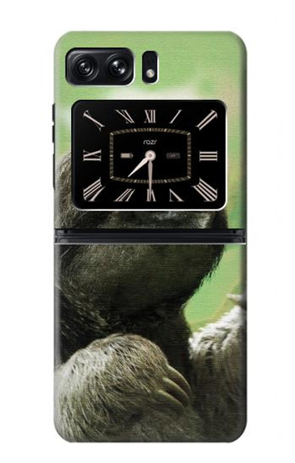 W2708 Smiling Sloth Hülle Schutzhülle Taschen und Leder Flip für Motorola Moto Razr 2022