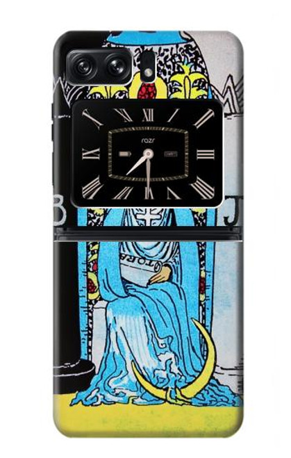 W2837 The High Priestess Vintage Tarot Card Hülle Schutzhülle Taschen und Leder Flip für Motorola Moto Razr 2022