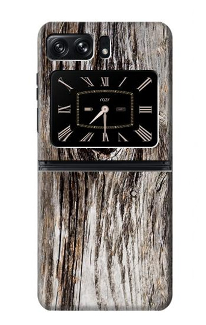 W2844 Old Wood Bark Graphic Hülle Schutzhülle Taschen und Leder Flip für Motorola Moto Razr 2022