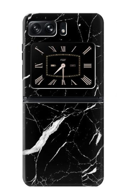 W2895 Black Marble Graphic Printed Hülle Schutzhülle Taschen und Leder Flip für Motorola Moto Razr 2022