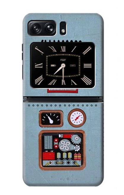 W3040 Retro Robot Toy Hülle Schutzhülle Taschen und Leder Flip für Motorola Moto Razr 2022