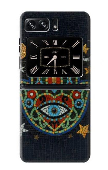 W3175 Hamsa Hand Mosaics Hülle Schutzhülle Taschen und Leder Flip für Motorola Moto Razr 2022