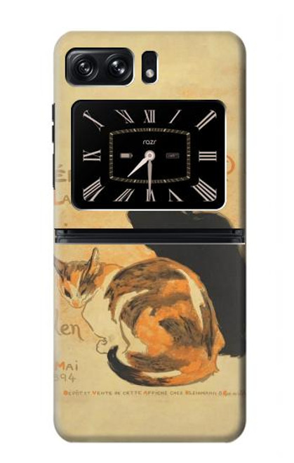 W3229 Vintage Cat Poster Hülle Schutzhülle Taschen und Leder Flip für Motorola Moto Razr 2022