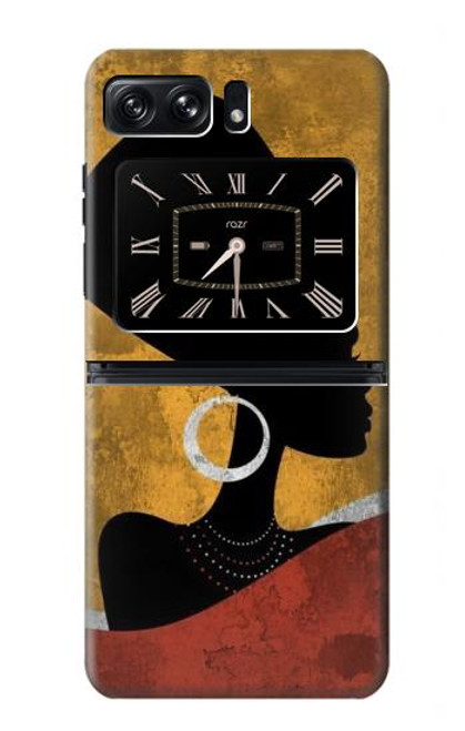 W3453 African Queen Nefertiti Silhouette Hülle Schutzhülle Taschen und Leder Flip für Motorola Moto Razr 2022