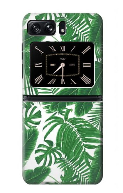 W3457 Paper Palm Monstera Hülle Schutzhülle Taschen und Leder Flip für Motorola Moto Razr 2022