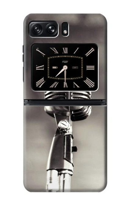 W3495 Vintage Microphone Hülle Schutzhülle Taschen und Leder Flip für Motorola Moto Razr 2022