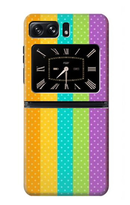 W3678 Colorful Rainbow Vertical Hülle Schutzhülle Taschen und Leder Flip für Motorola Moto Razr 2022