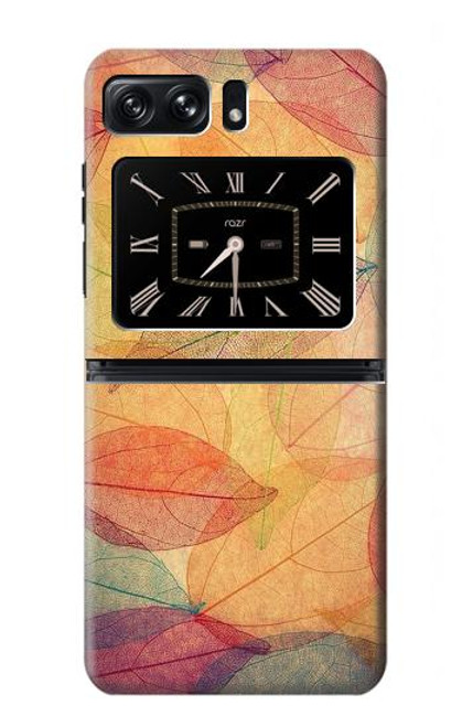 W3686 Fall Season Leaf Autumn Hülle Schutzhülle Taschen und Leder Flip für Motorola Moto Razr 2022