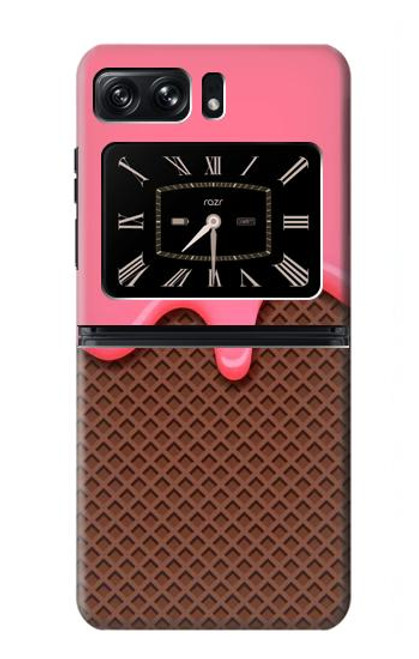 W3754 Strawberry Ice Cream Cone Hülle Schutzhülle Taschen und Leder Flip für Motorola Moto Razr 2022