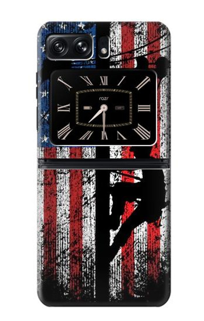 W3803 Electrician Lineman American Flag Hülle Schutzhülle Taschen und Leder Flip für Motorola Moto Razr 2022