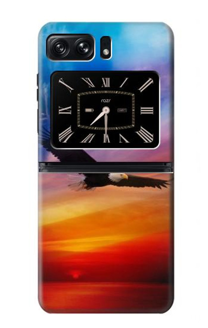 W3841 Bald Eagle Flying Colorful Sky Hülle Schutzhülle Taschen und Leder Flip für Motorola Moto Razr 2022