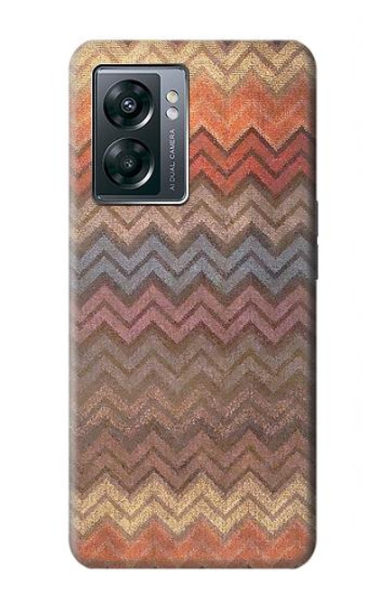 W3752 Zigzag Fabric Pattern Graphic Printed Hülle Schutzhülle Taschen und Leder Flip für OnePlus Nord N300