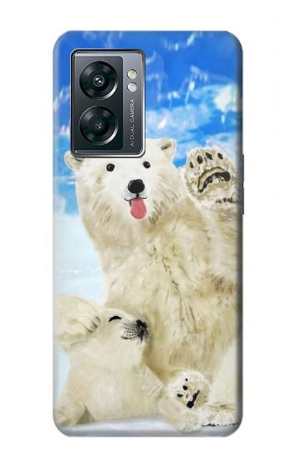 W3794 Arctic Polar Bear and Seal Paint Hülle Schutzhülle Taschen und Leder Flip für OnePlus Nord N300