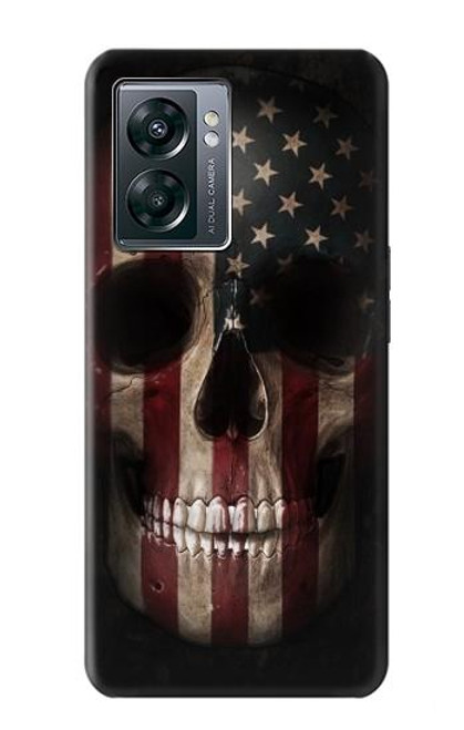 W3850 American Flag Skull Hülle Schutzhülle Taschen und Leder Flip für OnePlus Nord N300