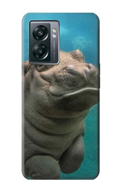 W3871 Cute Baby Hippo Hippopotamus Hülle Schutzhülle Taschen und Leder Flip für OnePlus Nord N300