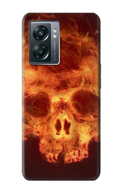 W3881 Fire Skull Hülle Schutzhülle Taschen und Leder Flip für OnePlus Nord N300