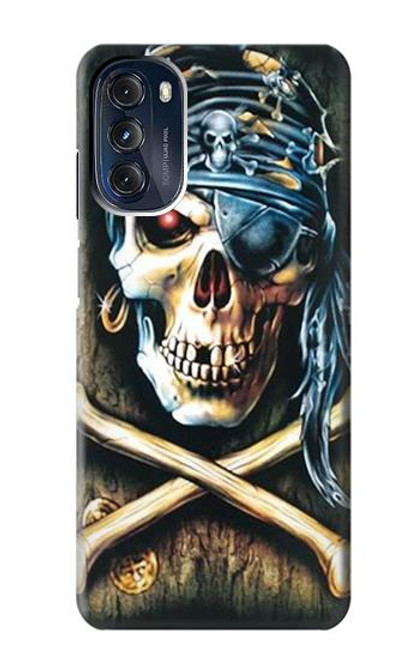 W0151 Pirate Skull Punk Rock Hülle Schutzhülle Taschen und Leder Flip für Motorola Moto G 5G (2023)