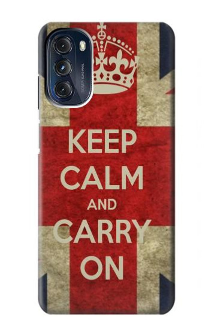 W0674 Keep Calm and Carry On Hülle Schutzhülle Taschen und Leder Flip für Motorola Moto G 5G (2023)