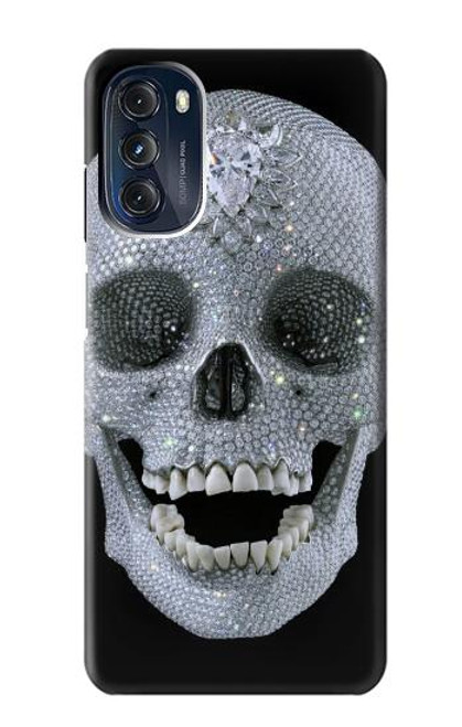 W1286 Diamond Skull Hülle Schutzhülle Taschen und Leder Flip für Motorola Moto G 5G (2023)