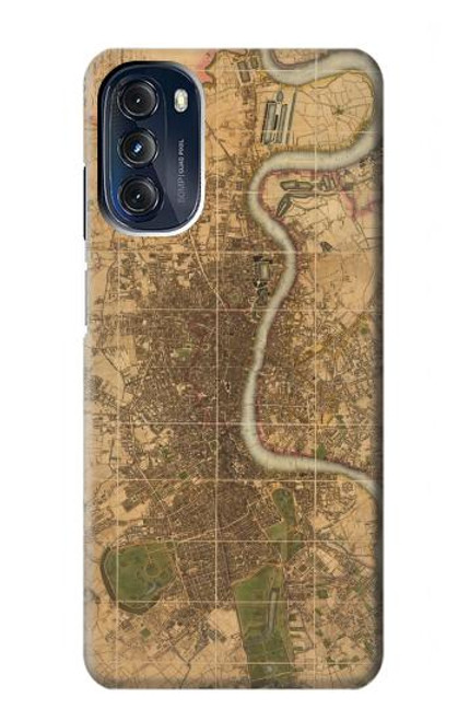 W3230 Vintage Map of London Hülle Schutzhülle Taschen und Leder Flip für Motorola Moto G 5G (2023)