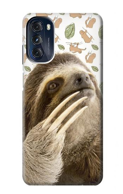 W3559 Sloth Pattern Hülle Schutzhülle Taschen und Leder Flip für Motorola Moto G 5G (2023)