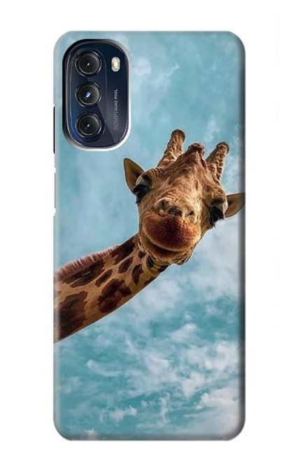 W3680 Cute Smile Giraffe Hülle Schutzhülle Taschen und Leder Flip für Motorola Moto G 5G (2023)