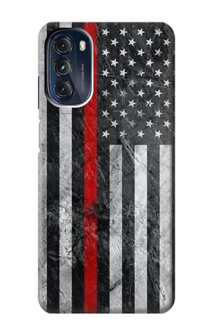 W3687 Firefighter Thin Red Line American Flag Hülle Schutzhülle Taschen und Leder Flip für Motorola Moto G 5G (2023)