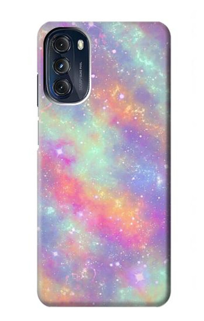 W3706 Pastel Rainbow Galaxy Pink Sky Hülle Schutzhülle Taschen und Leder Flip für Motorola Moto G 5G (2023)