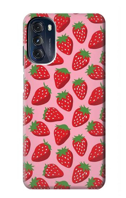 W3719 Strawberry Pattern Hülle Schutzhülle Taschen und Leder Flip für Motorola Moto G 5G (2023)