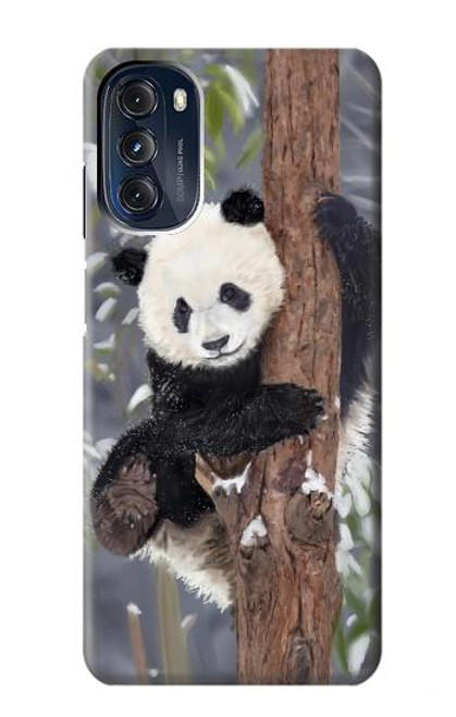 W3793 Cute Baby Panda Snow Painting Hülle Schutzhülle Taschen und Leder Flip für Motorola Moto G 5G (2023)