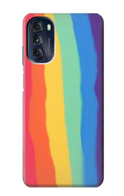 W3799 Cute Vertical Watercolor Rainbow Hülle Schutzhülle Taschen und Leder Flip für Motorola Moto G 5G (2023)