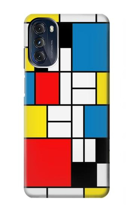 W3814 Piet Mondrian Line Art Composition Hülle Schutzhülle Taschen und Leder Flip für Motorola Moto G 5G (2023)