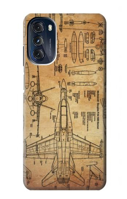 W3868 Aircraft Blueprint Old Paper Hülle Schutzhülle Taschen und Leder Flip für Motorola Moto G 5G (2023)